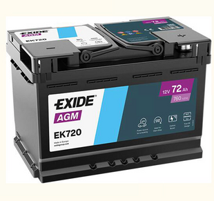 Акумулятор EXIDE START-STOP AGM 72Ah Ев (-/+) (760EN) (д278*ш175*в190) EK720 EK720 фото